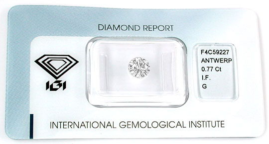 Foto 1 - Diamant IGI 0,77ct Top Wesselton Lupenrein VG/VG, D5564