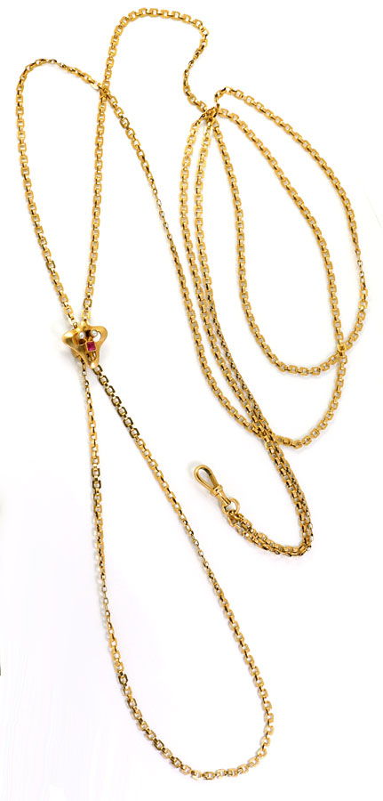 Foto 4 - Perlen Schieberkette antik für Taschenuhren 14K Rotgold, K2454