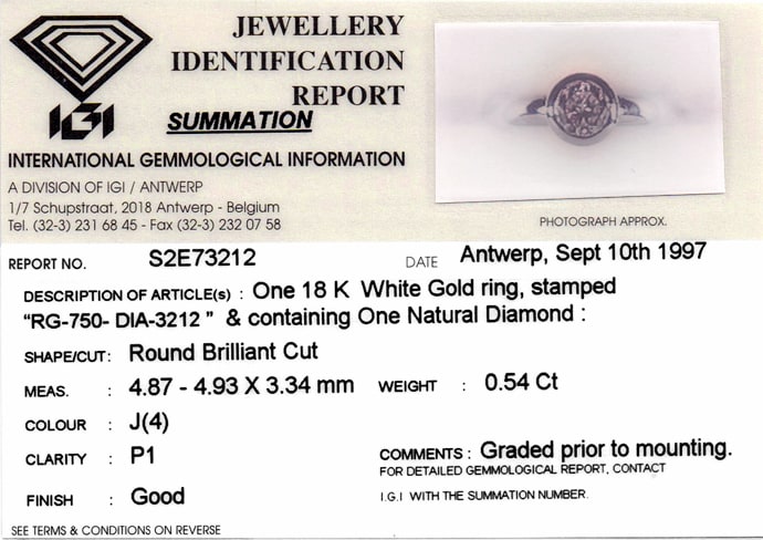 Foto 9 - Diamantring 0,54ct Brillant-Solitär IGI Zarge Weißgold, S1611