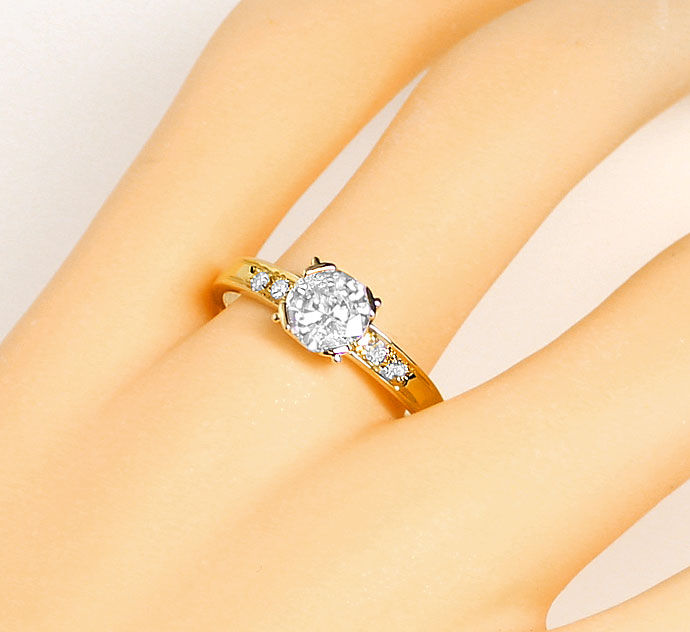 Foto 5 - Brillant-Ring mit Einkaräter und Diamanten Schiene 18K, S9132