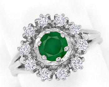 Foto 1 - Weißgoldring mit Smaragd und lupenreinen Diamanten 14K, S9889